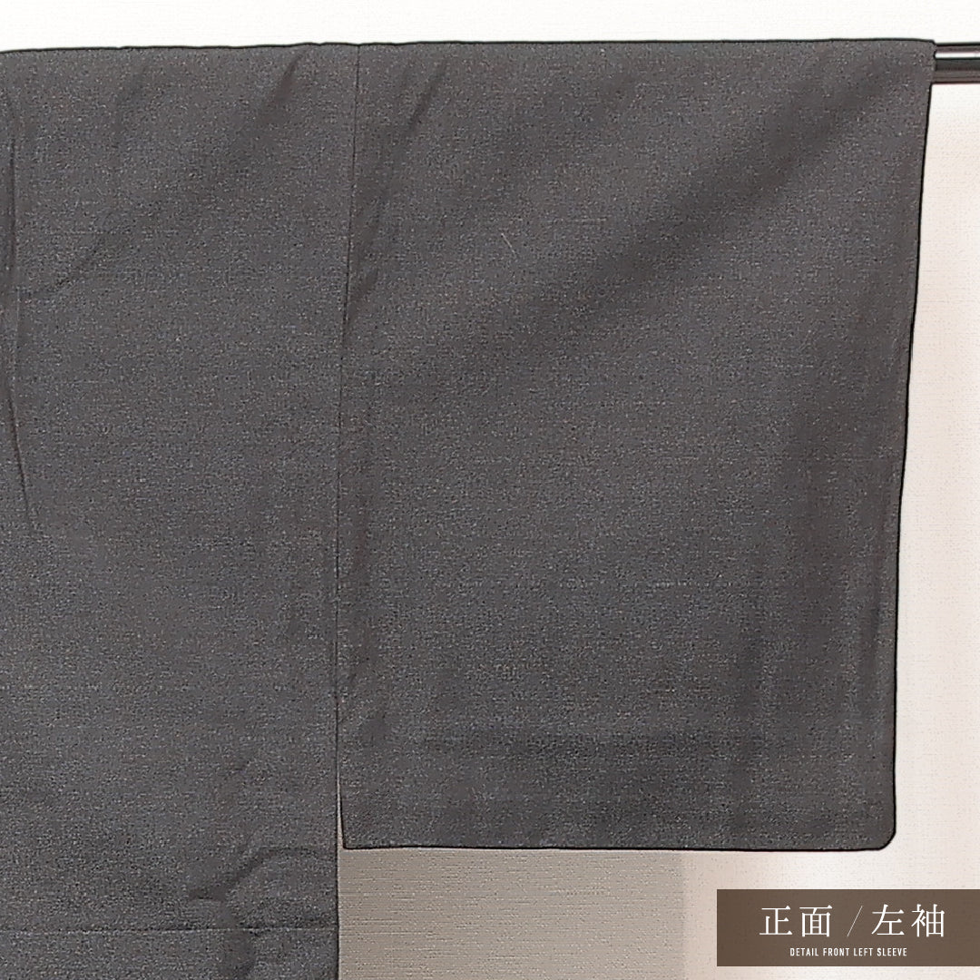 アンサンブル 洗える着物 ウールの男着物 単衣 身丈139cm 裄丈34cm ウール Sランク カジュアル 棒衿 Mサイズ 居敷当て 肩当て 無地 グレー系 RP 1224-17236