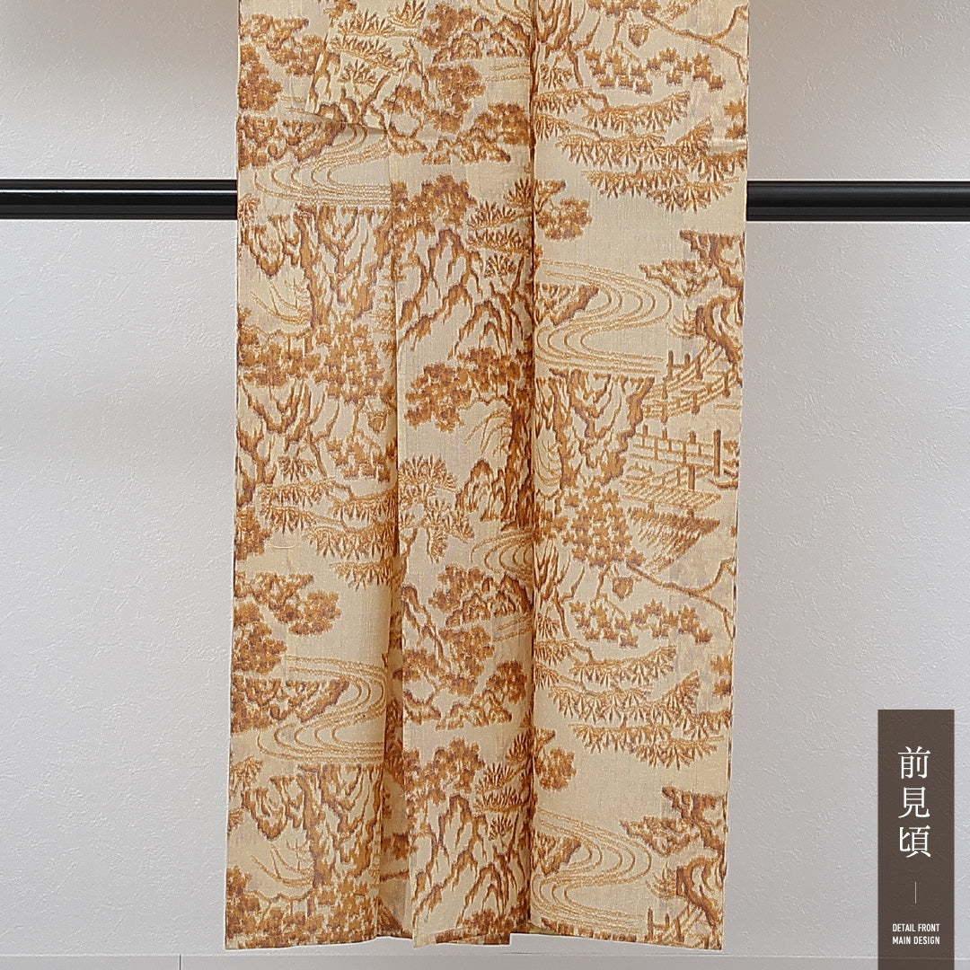 小紋 (ちりめん) 単衣 身丈146cm 裄丈63cm 正絹 Aランク インフォーマル バチ衿 Sサイズ 茶屋辻 ちりめん クリーム系 RP 1221-17271