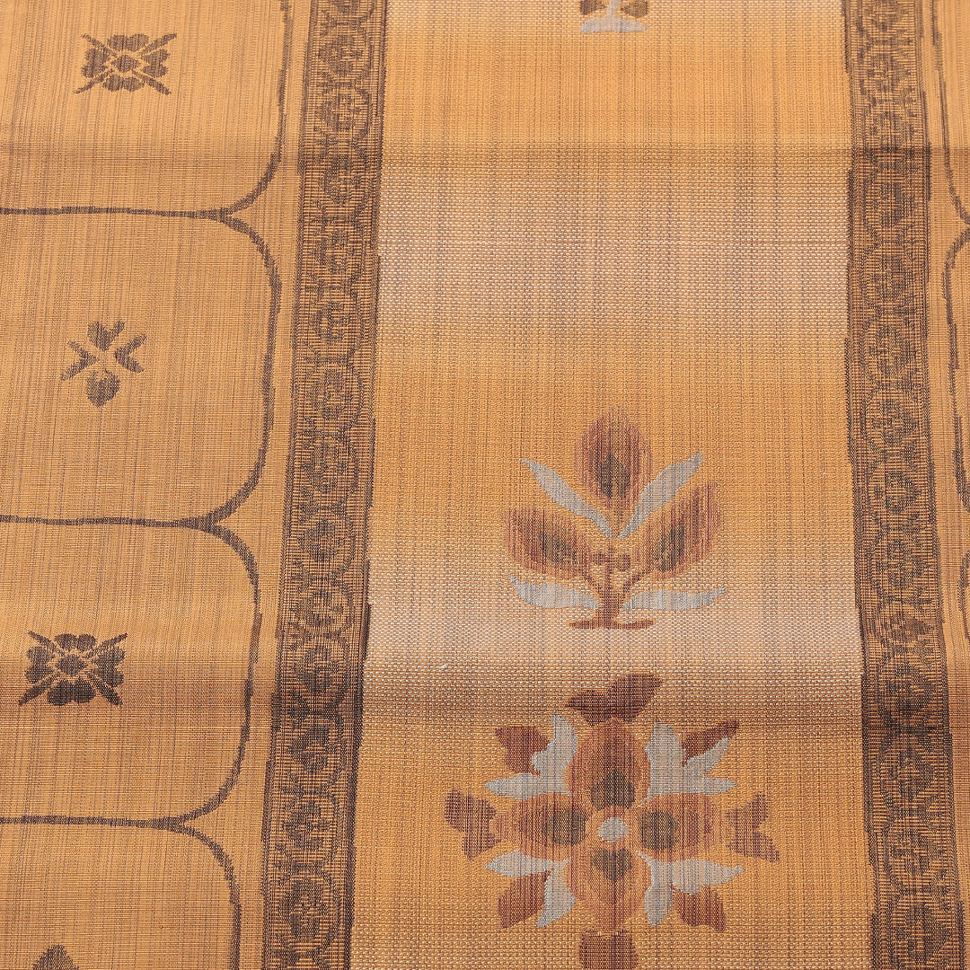 袋帯(紬) 帯丈440cm 正絹 六通 インフォーマル 唐草華文 茶系 1243-00750