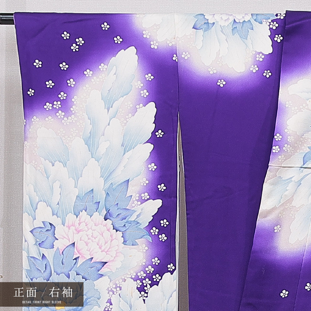 振袖 袷 身丈166cm 裄丈65cm 正絹 Cランク フォーマル 広衿 XLサイズ 牡丹 白系 LP 1215-06992