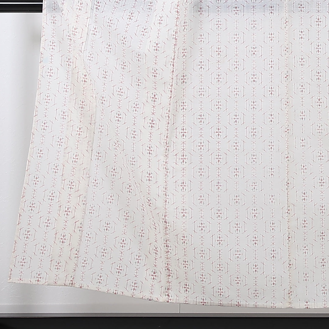 夏物 洗える着物 麻の紬 身丈153cm 裄丈62cm 麻 Cランク カジュアル バチ衿 XSサイズ 亀甲絣 クリーム系 RP 1223-17375
