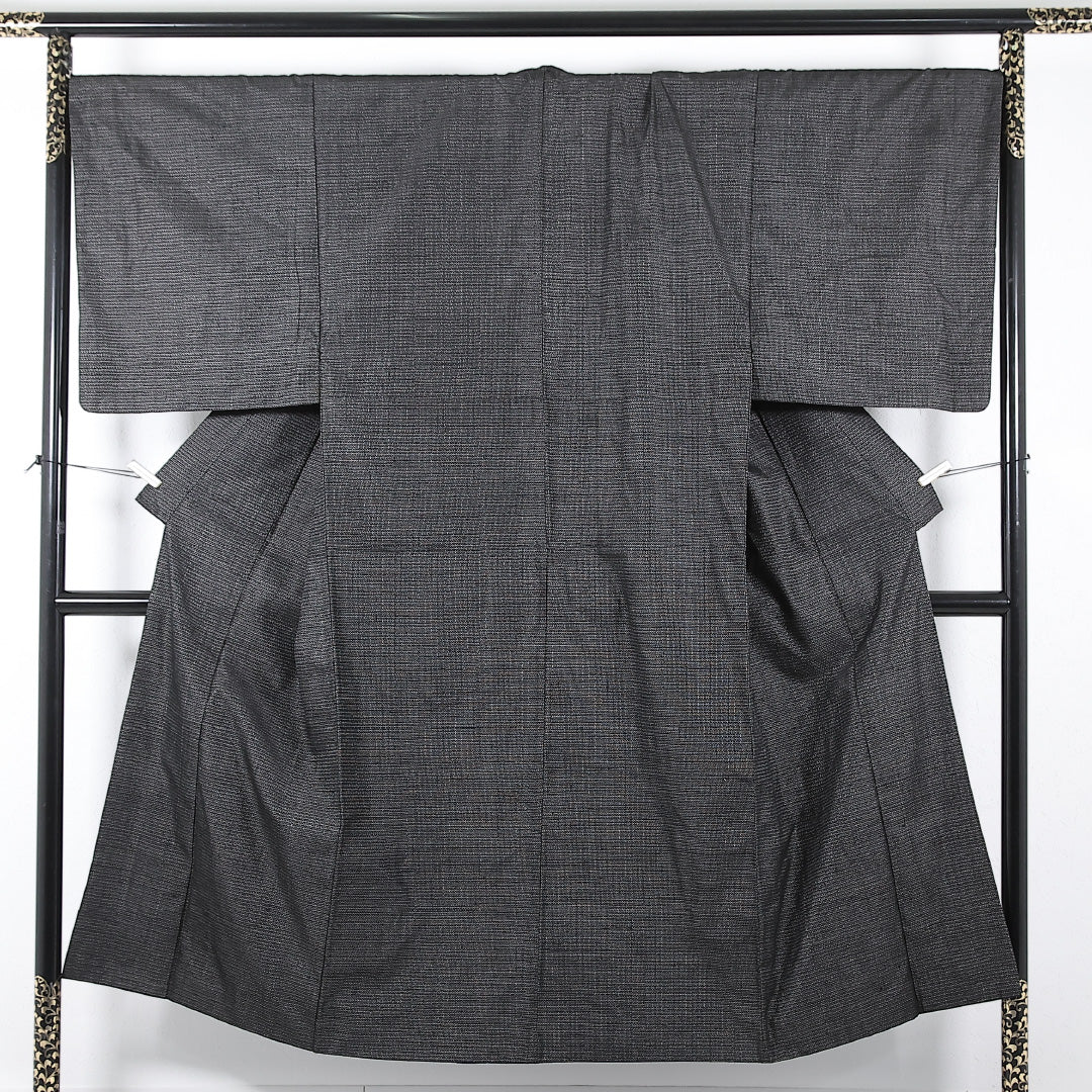 アンサンブル 男着物 (紬) 袷 身丈145cm 裄丈70cm 正絹 Cランク インフォーマル 棒衿 Mサイズ 亀甲 茶系 RP 1224-17363