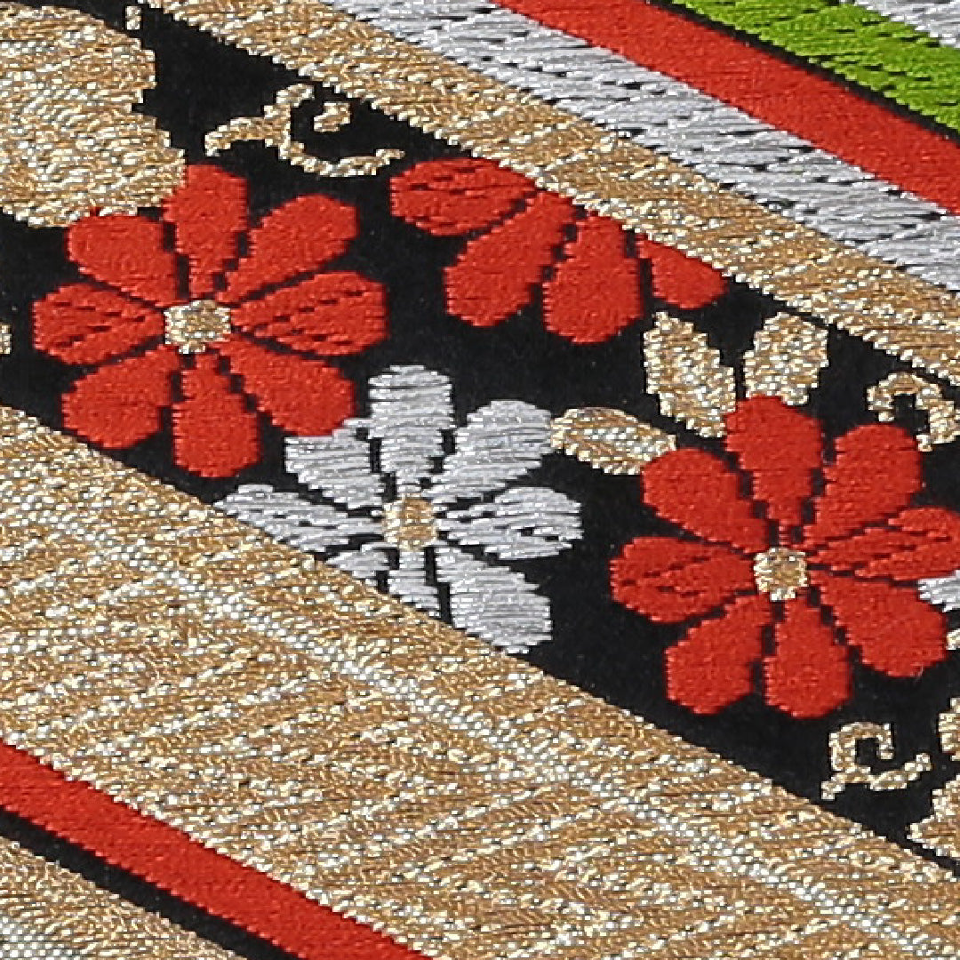 袋帯 帯丈424cm 正絹 六通 フォーマル 菊唐草文 亀甲 黒系 1243-00598