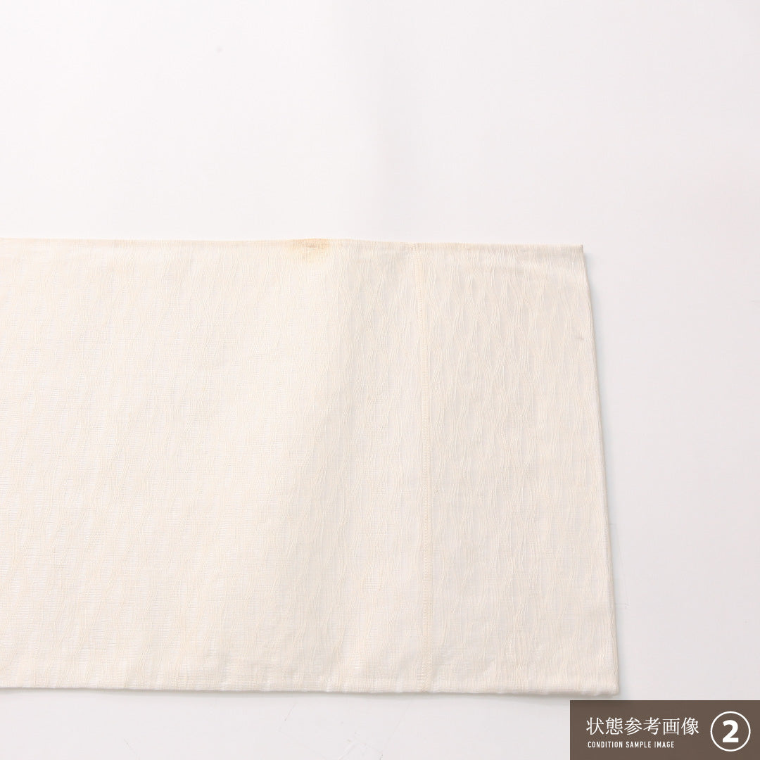 夏物 袋帯 帯丈440cm 正絹 六通 セミフォーマル すくい織 花扇 金箔 クリーム系 1243-02400