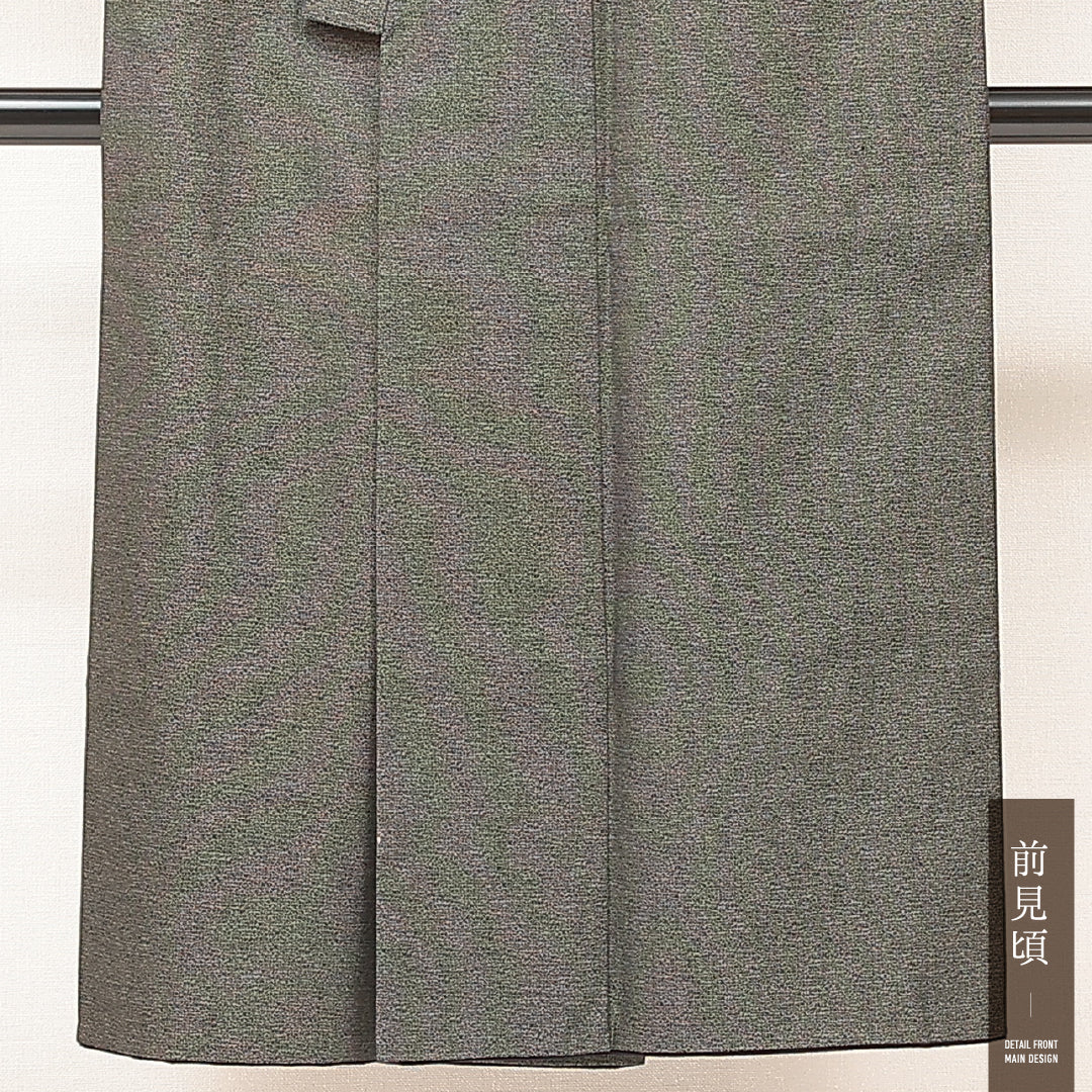 洗える着物 ウールの男着物 袷 身丈137cm 裄丈67cm ウール Aランク カジュアル 棒衿 Sサイズ 無地 緑系 RP 1224-17193