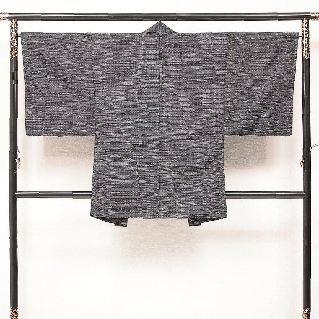 アンサンブル 男着物 袷 身丈142cm 裄丈34cm 正絹 Aランク カジュアル 棒衿 2XLサイズ 十字絣 グレー系 RP 1224-17237