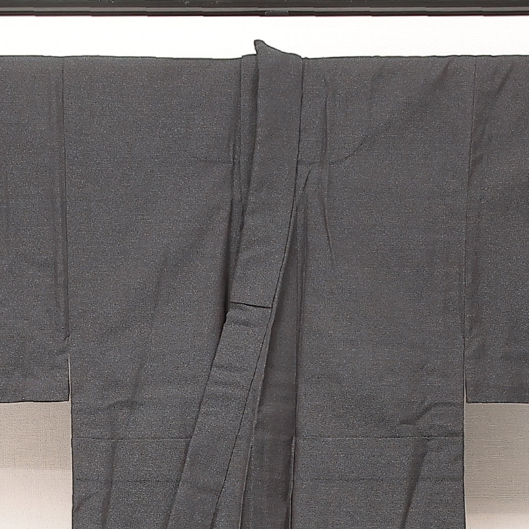 アンサンブル 洗える着物 ウールの男着物 単衣 身丈139cm 裄丈34cm ウール Sランク カジュアル 棒衿 Mサイズ 居敷当て 肩当て 無地 グレー系 RP 1224-17236
