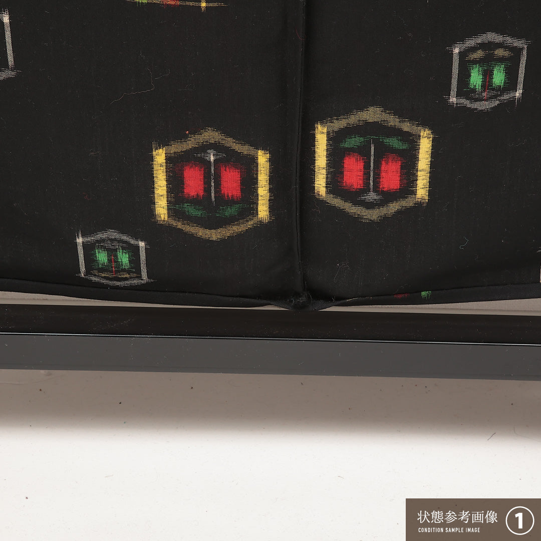 紬 単衣 身丈157cm 裄丈65cm 正絹 Dランク カジュアル バチ衿 XSサイズ 井絣 黒系 LP 1223-17218