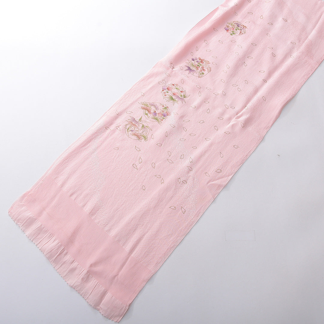 帯締め・帯揚げセット 礼装用 正絹 平組紐 高麗組 綸子 ピンク系 1254-01057