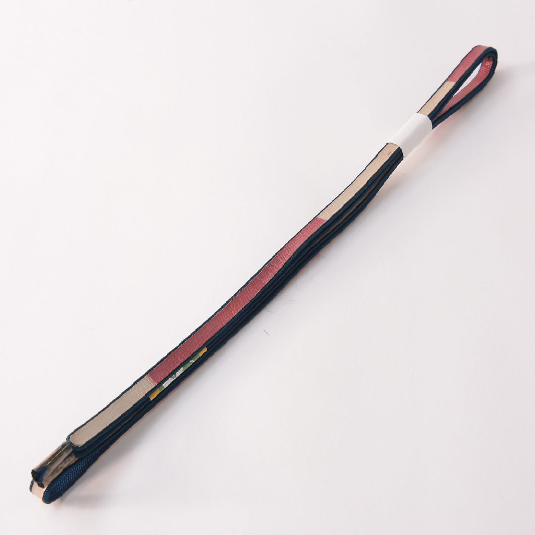 未使用品 帯締め 三分紐 革紐 合皮 紺系 ピンク系 1251-01996