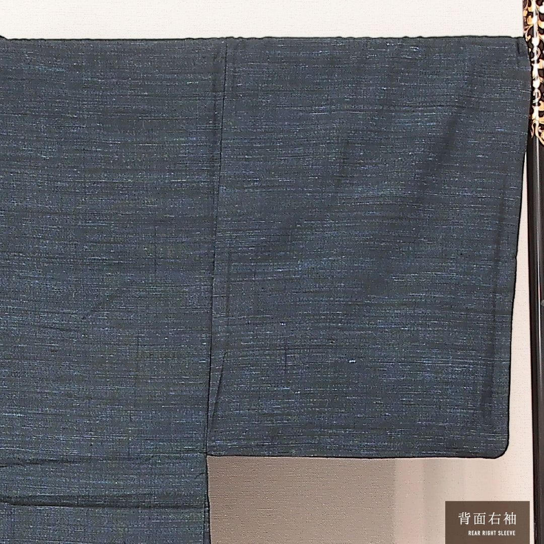 羽織 男性用 (紬) 袷 身丈89cm 裄丈70cm 正絹 Aランク カジュアル Lサイズ 無地 青系 RP 1235-17223