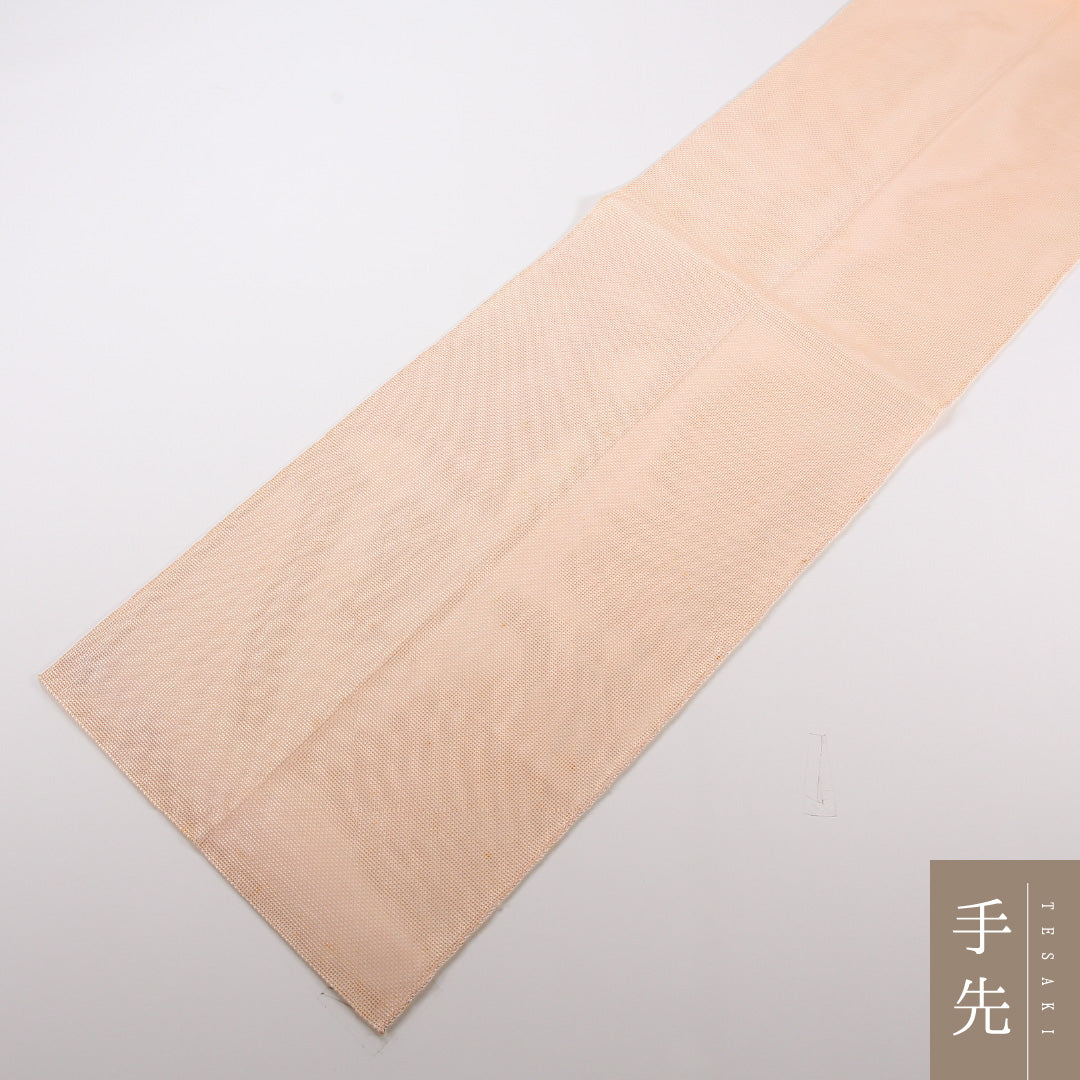 夏物 袋帯 帯丈424cm 正絹 ポイント柄 セミフォーマル 流水 クリーム系 朱系 1243-02487