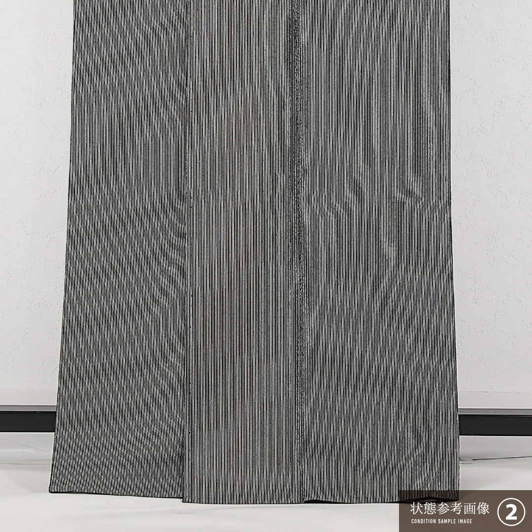 洗える着物 小紋 単衣 身丈164cm 裄丈66cm ポリエステル Bランク インフォーマル 広衿 Lサイズ 縞 グレー系 RP 1221-17450
