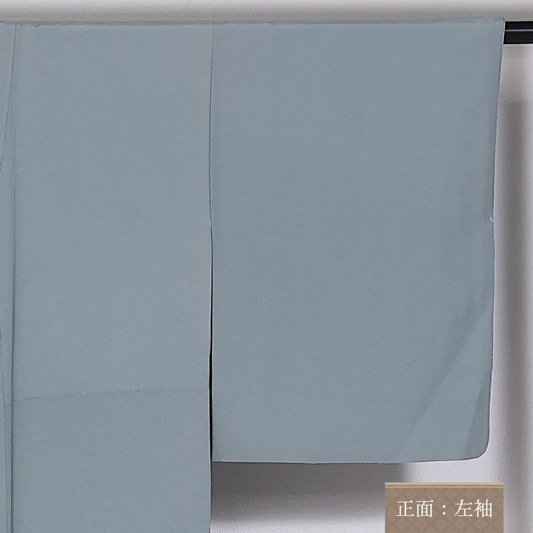 色留袖 袷 身丈152cm 裄丈62cm 正絹 Aランク 一つ紋 (丸に抱き茗荷) セミフォーマル 広衿 Sサイズ 金駒刺繍 ガード加工 御所解 水色系 RP 1214-06544