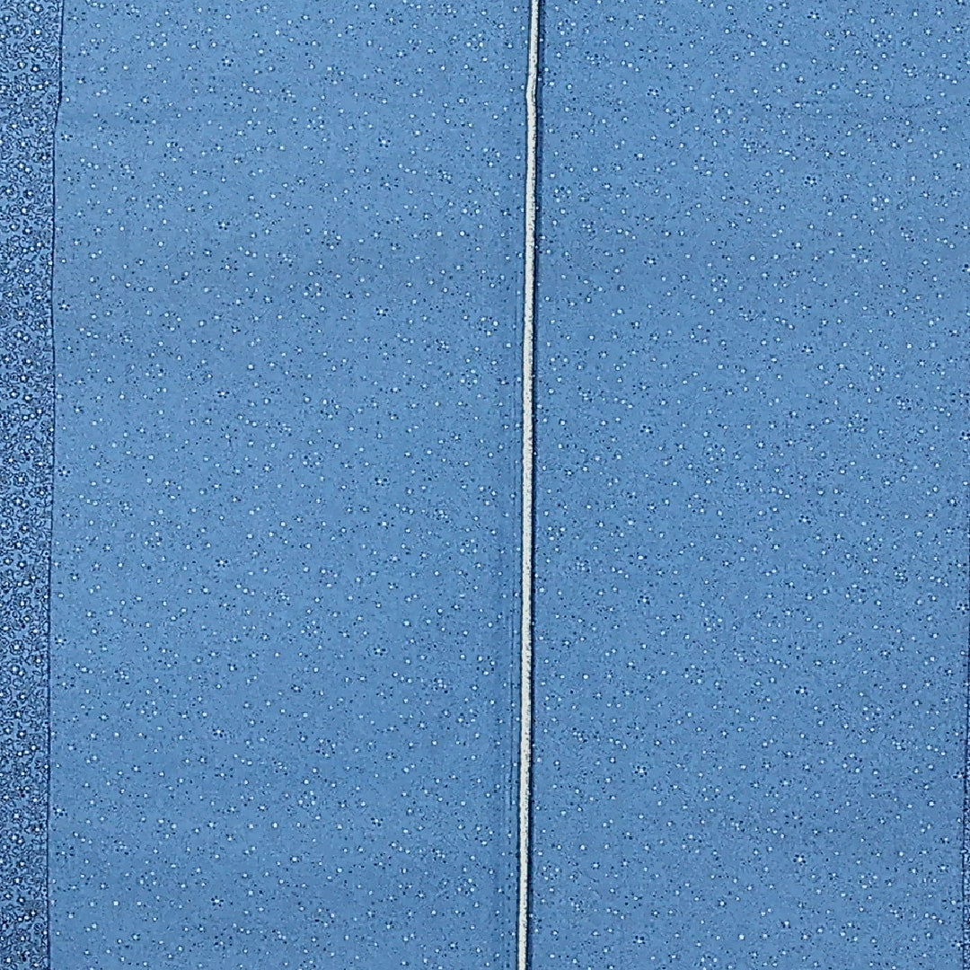 未使用品 洗える着物 小紋 単衣 身丈153cm 裄丈62cm ポリエステル Sランク インフォーマル バチ衿 Sサイズ しつけ糸 植物柄 青系 RP 1221-17414