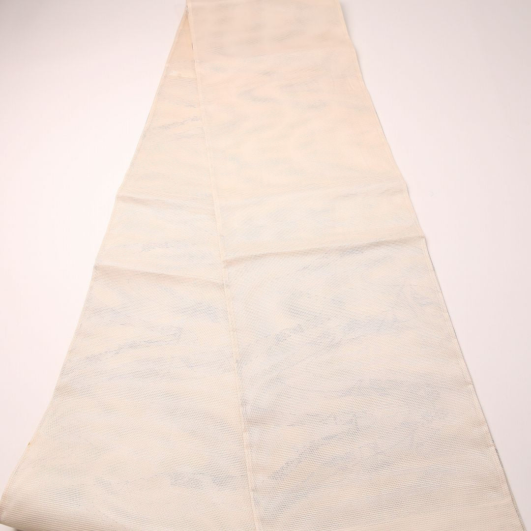 夏物 袋帯 帯丈426cm 正絹 六通 セミフォーマル 流水 クリーム系 1243-02461