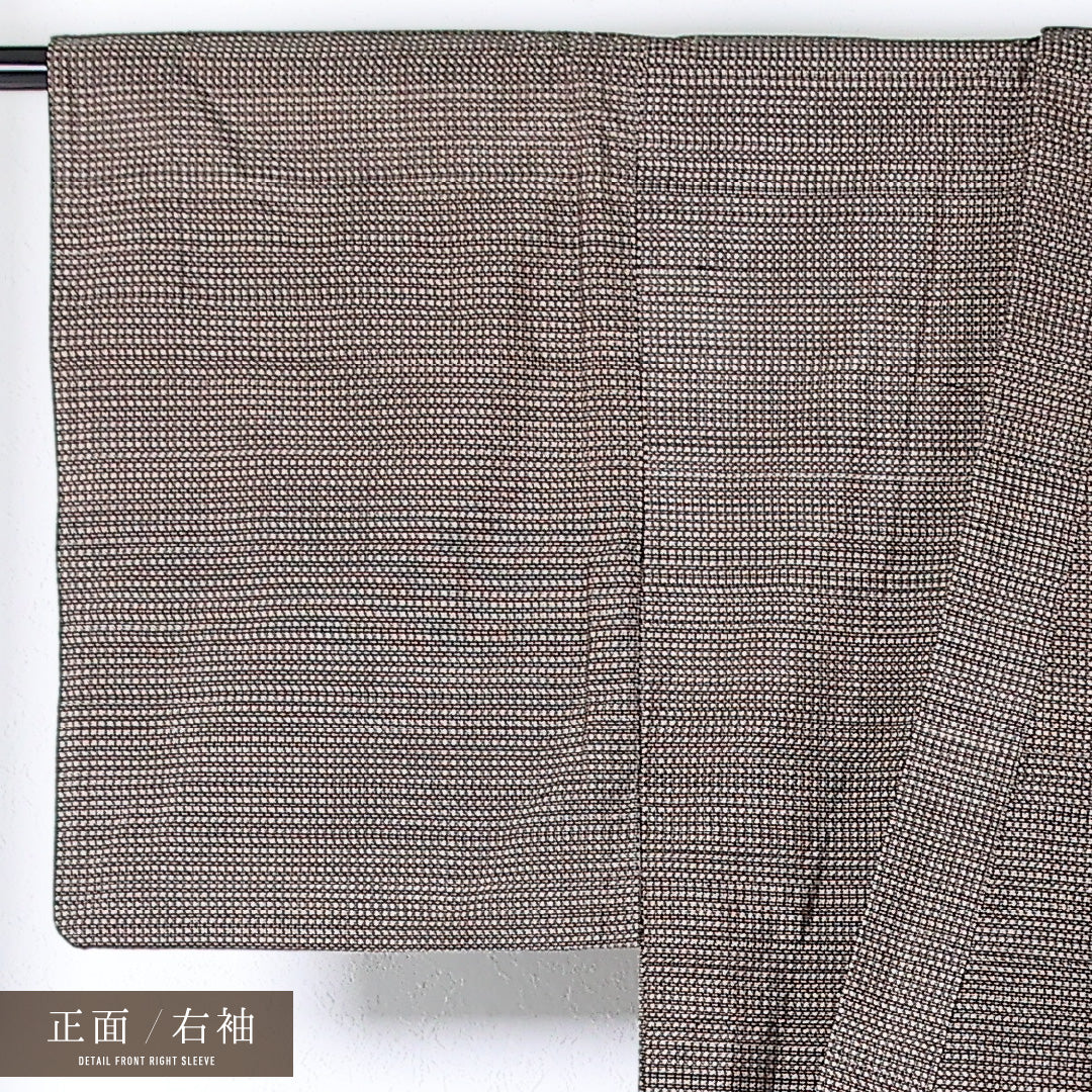 アンサンブル 男着物 (紬) 袷 身丈141cm 裄丈63cm 正絹 Sランク インフォーマル 棒衿 XSサイズ 抽象柄 茶系 RP 1224-17361