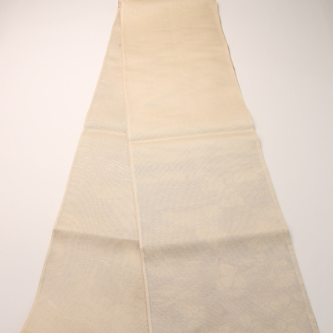 夏物 袋帯 帯丈416cm 正絹 六通 セミフォーマル 菊 萩 クリーム系 1243-02458