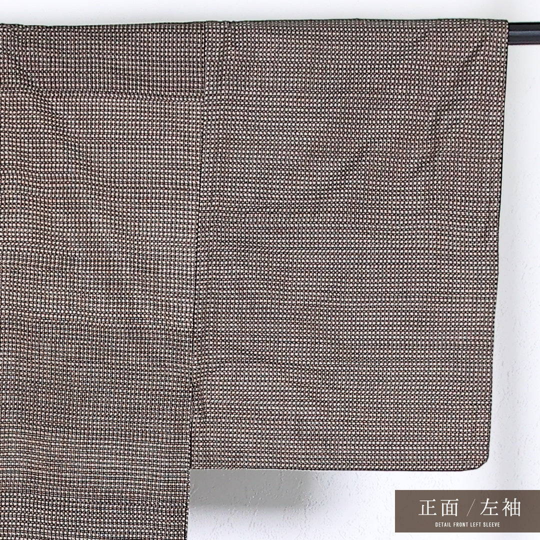 アンサンブル 男着物 (紬) 袷 身丈141cm 裄丈63cm 正絹 Sランク インフォーマル 棒衿 XSサイズ 抽象柄 茶系 RP 1224-17361