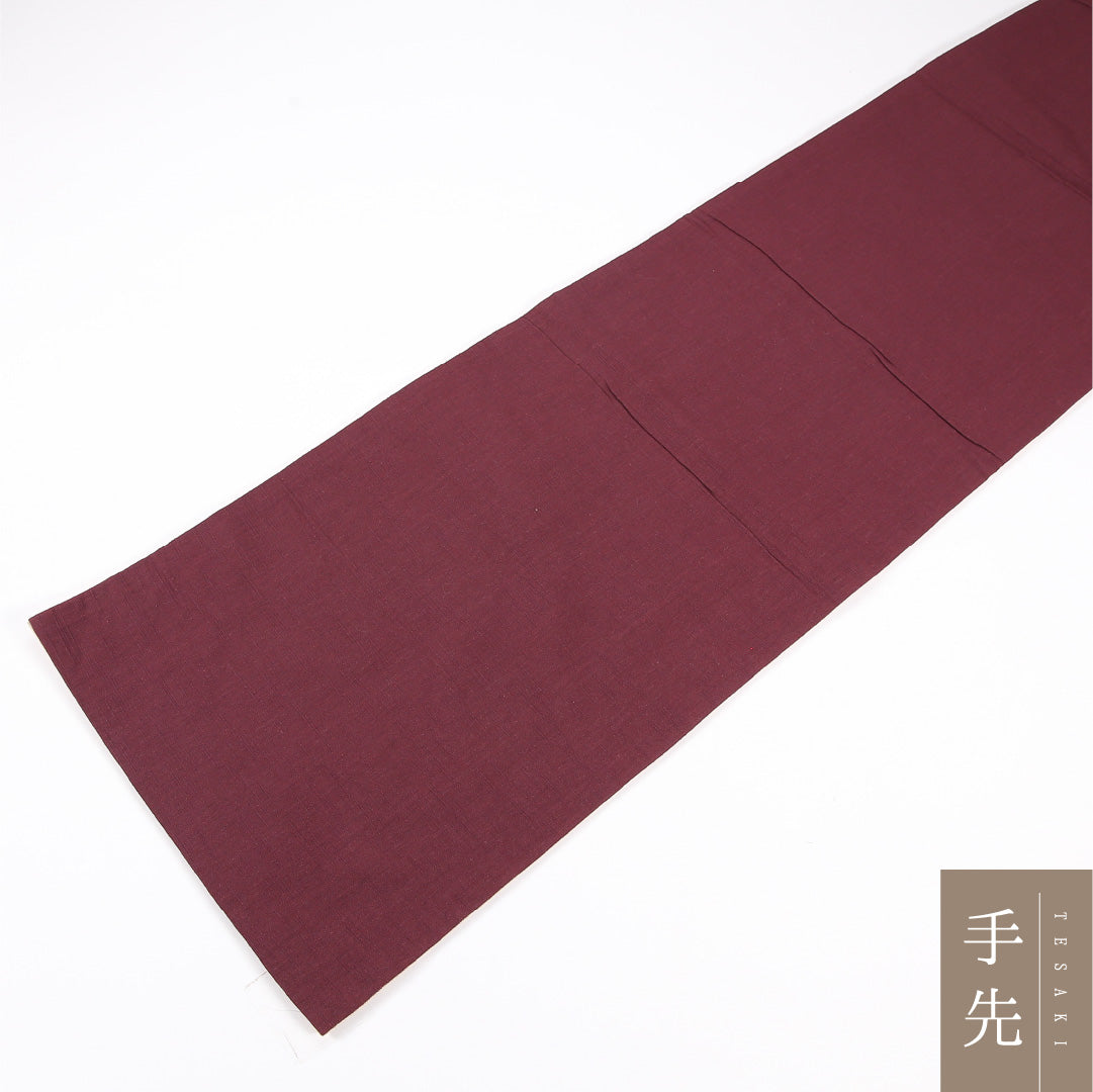 京袋帯 Aランク 帯丈342cm 正絹 ポイント柄 袋仕立て 織り カジュアル 紬 花柄 赤の混ざった紫系 RP 1245-04800
