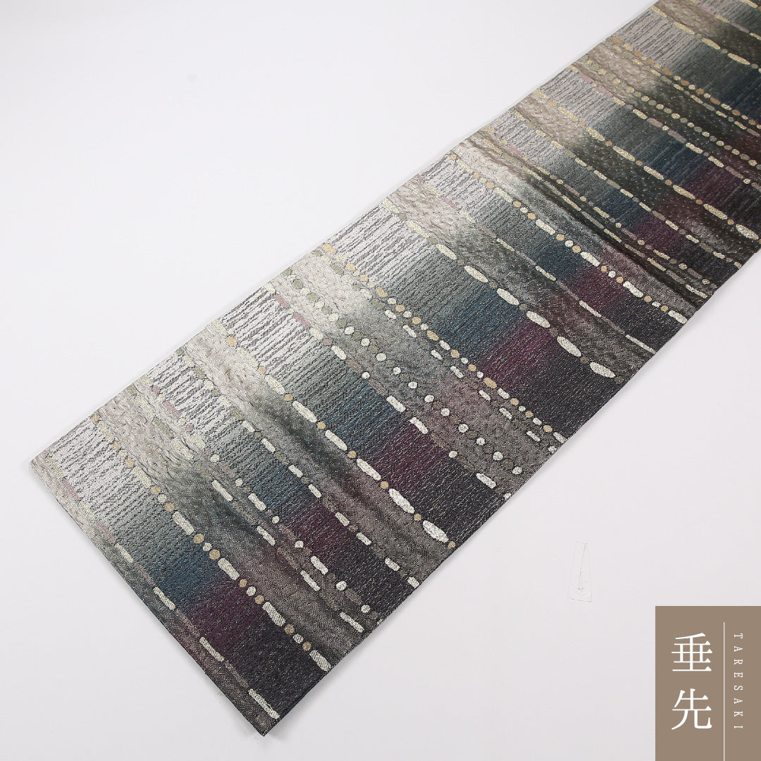 創作柄 袋帯 帯丈456cm 正絹 六通 インフォーマル 多色系 黒系 1243-02590