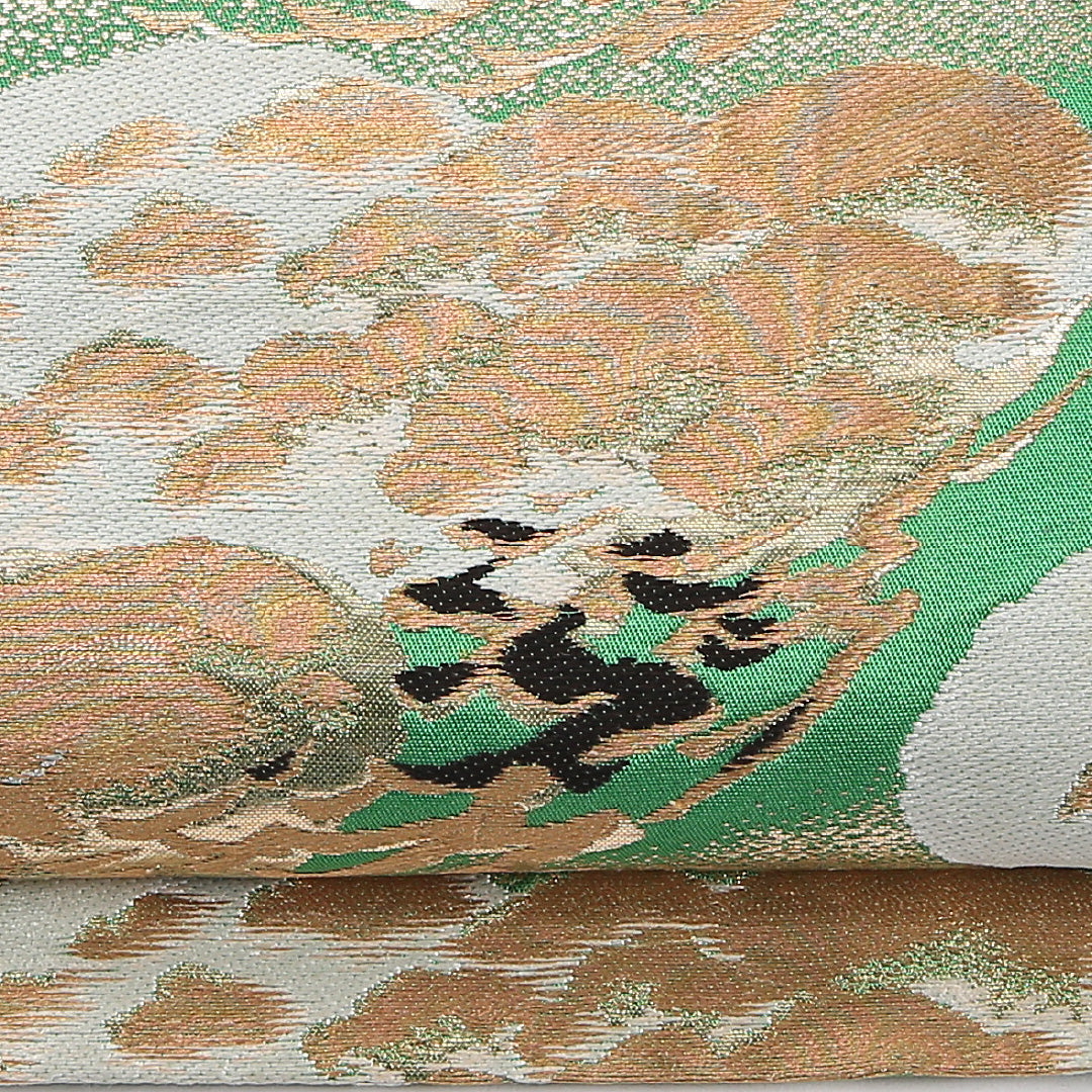 袋帯 帯丈416cm 正絹 六通 フォーマル 松 緑系 1243-02555