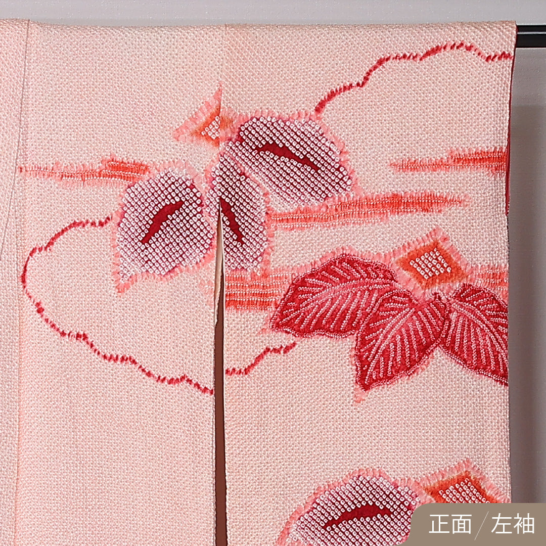 振袖 袷 身丈163cm 裄丈63cm 正絹 Bランク フォーマル 広衿 Lサイズ 花柄 ピンク系 RP 1215-06767