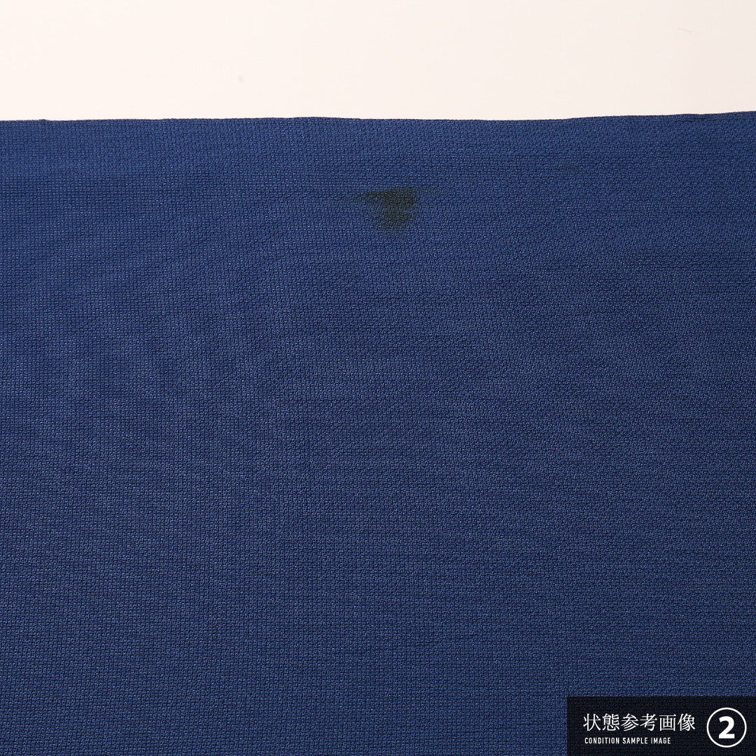 夏物 袋帯 帯丈412cm 正絹 六通 帯端のみ未仕立て セミフォーマル 西陣織 扇 紺系 1243-02445
