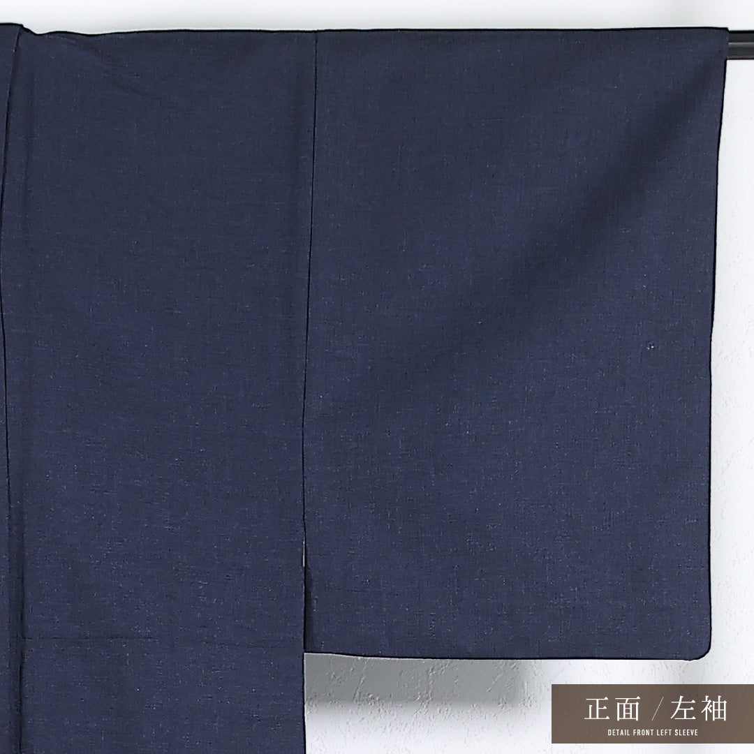アンサンブル 男着物 (紬) 袷 身丈141cm 裄丈67cm 正絹 Sランク インフォーマル 棒衿 Mサイズ 無地 紺系 RP 1224-17367
