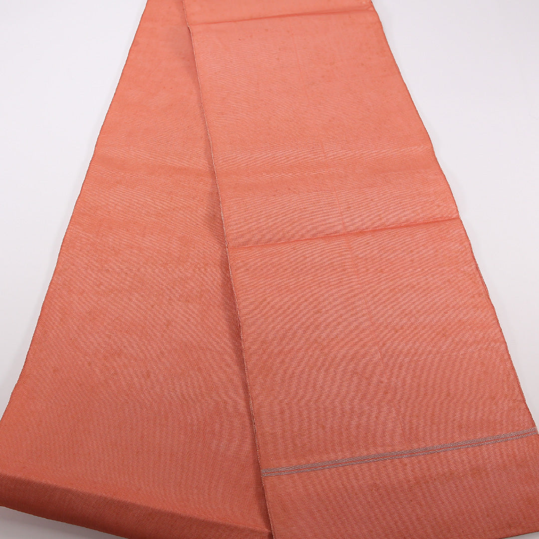 夏物 袋帯 帯丈412cm 正絹 六通 インフォーマル 秋草文 朱系 茶系 1243-02495