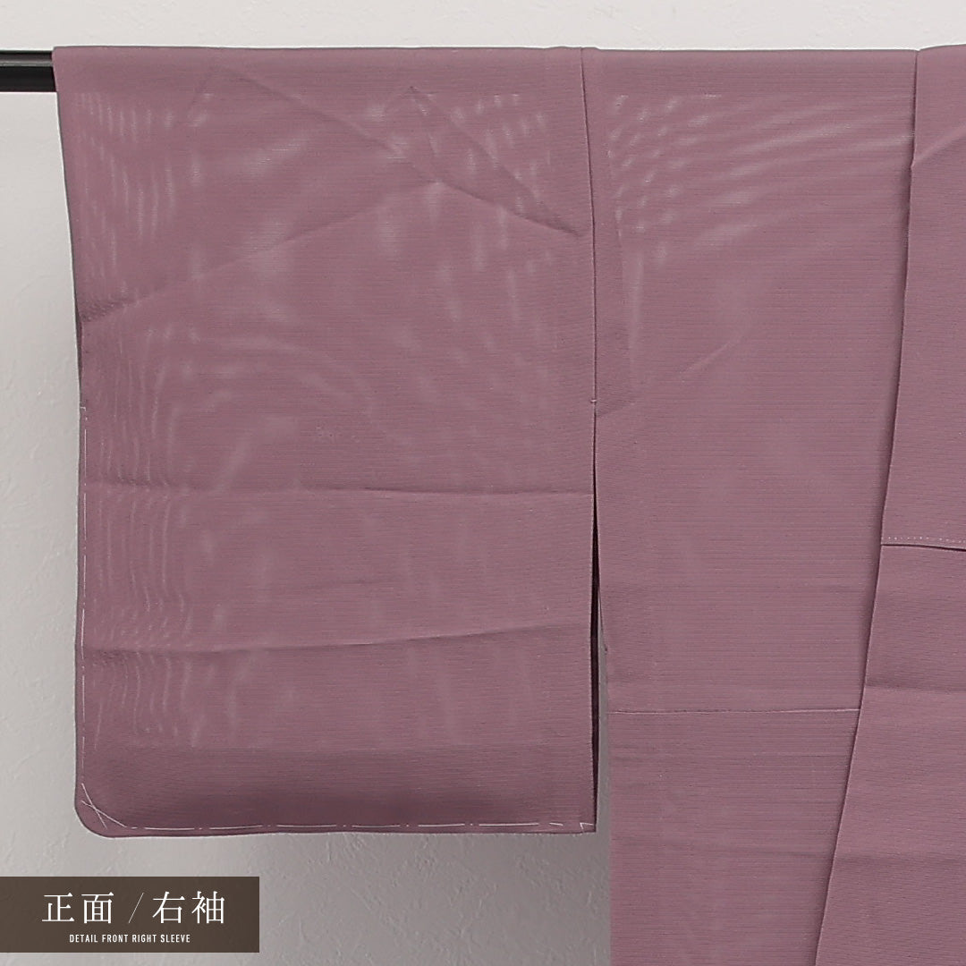夏物 色無地 絽 身丈164cm 裄丈64cm 正絹 Aランク インフォーマル 広衿 XLサイズ 蘇州刺繍 雪輪 付下げ 紫系 RP 1219-17328