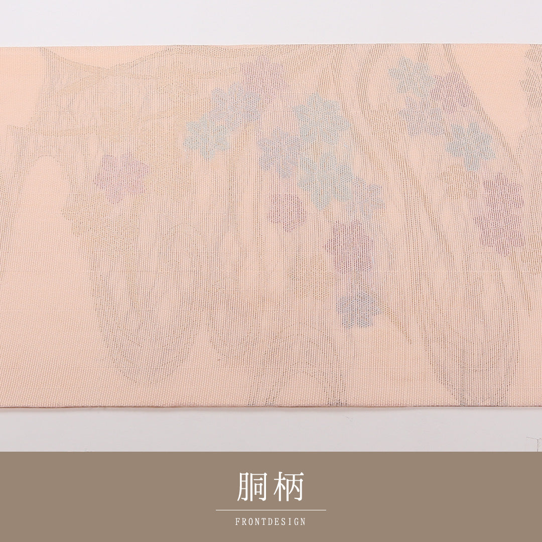 夏物 袋帯 帯丈430cm 正絹 六通 セミフォーマル 流水 紅葉 ピンク系 1243-02504