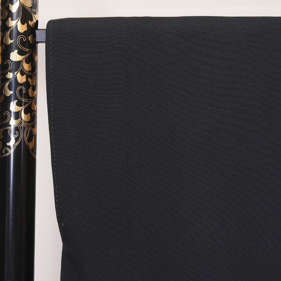 洗える着物 黒留袖 袷 身丈162cm 裄丈65cm ポリエステル Bランク 五つ紋 (丸に三つ入れ子枡) フォーマル 広衿 Lサイズ 金彩 刺繍 鶴 荒磯 黒系 RP 1213-06517