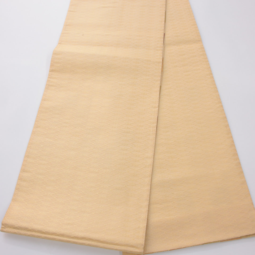袋帯 帯丈440cm 正絹 六通 帯芯なし セミフォーマル 市松 有職文様 黄系 1243-02355