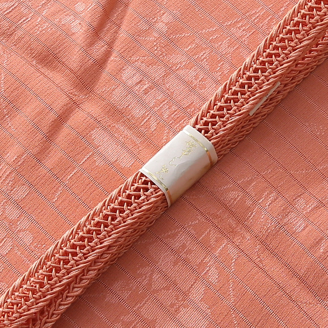 未使用品 夏物 帯締め・帯揚げセット 正絹 レース組 絽 朱系 1254-01084