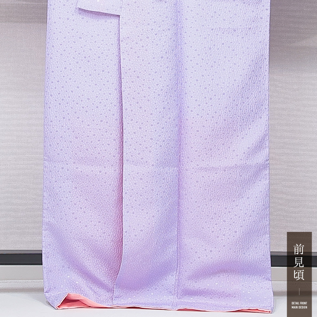 洗える着物 小振袖 袷 身丈170cm 裄丈68cm ポリエステル Sランク セミフォーマル 広衿 2XLサイズ 桜 紫系 RP 1216-07034