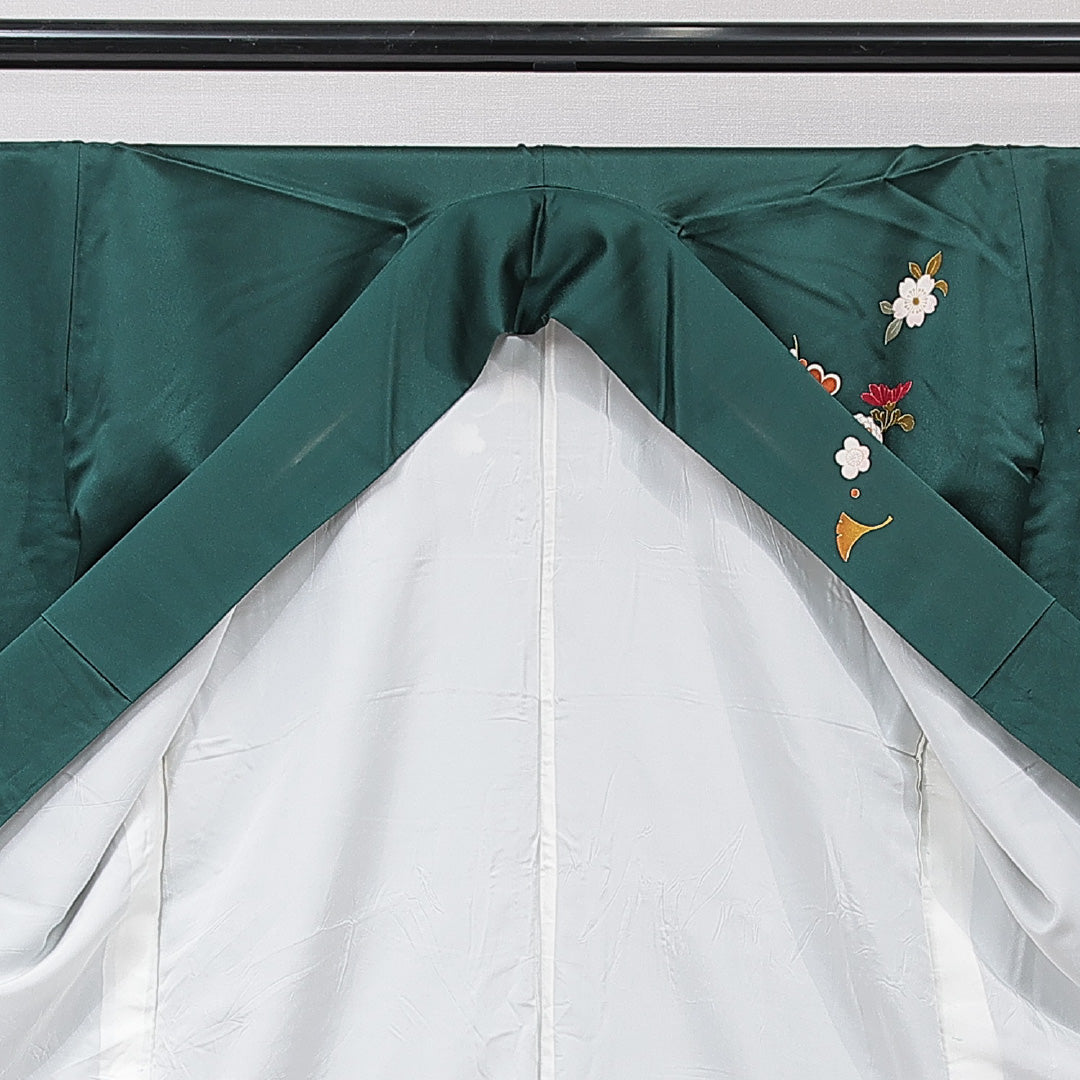 振袖 袷 身丈167cm 裄丈71cm 正絹 Aランク フォーマル 広衿 XLサイズ 毬 牡丹 緑系 RP 1215-06985