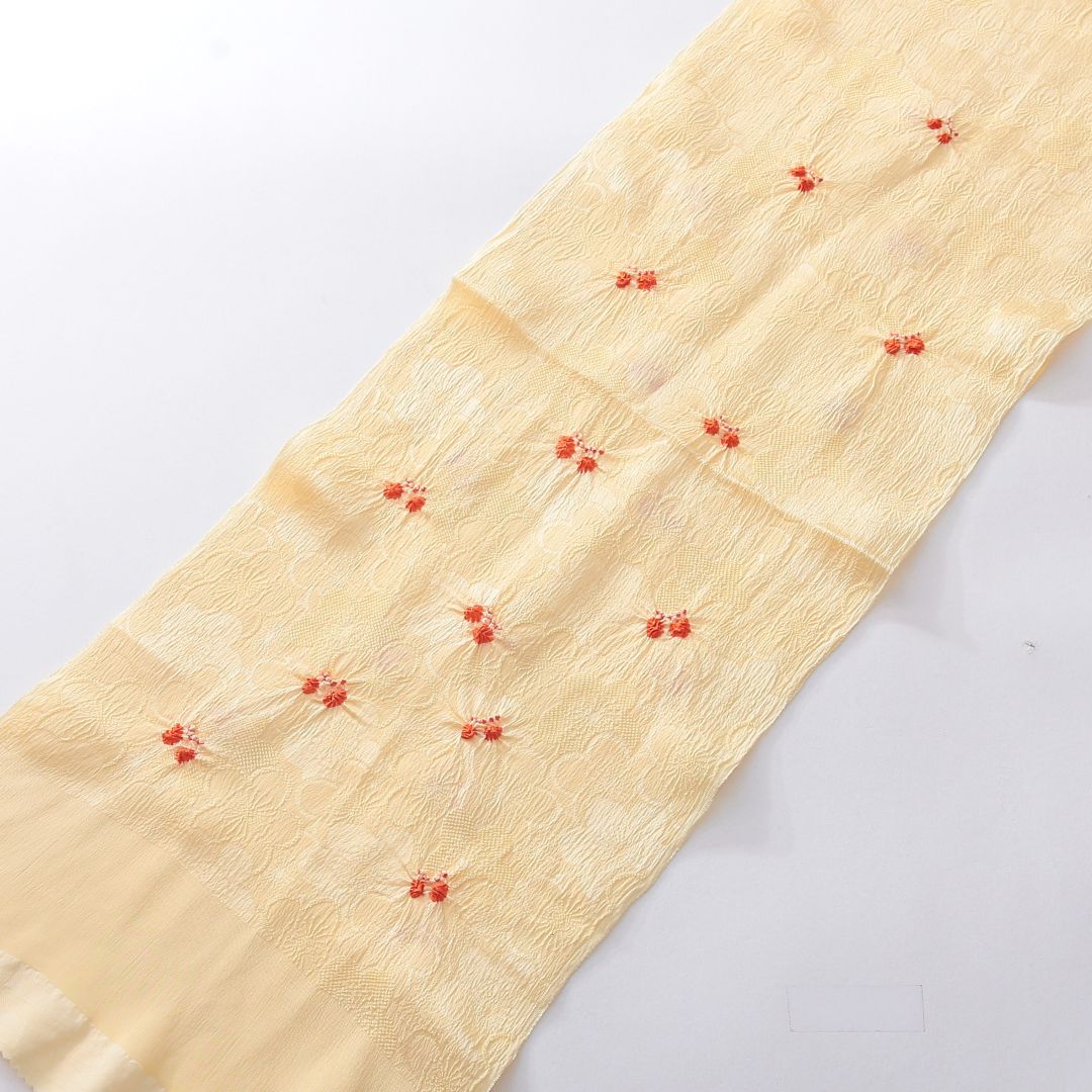 帯揚げ 正絹 絞り クリーム系 黄系 1252-00677