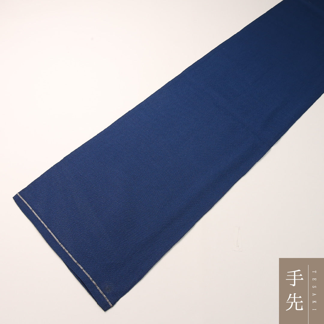 夏物 袋帯 帯丈412cm 正絹 六通 帯端のみ未仕立て セミフォーマル 西陣織 扇 紺系 1243-02445