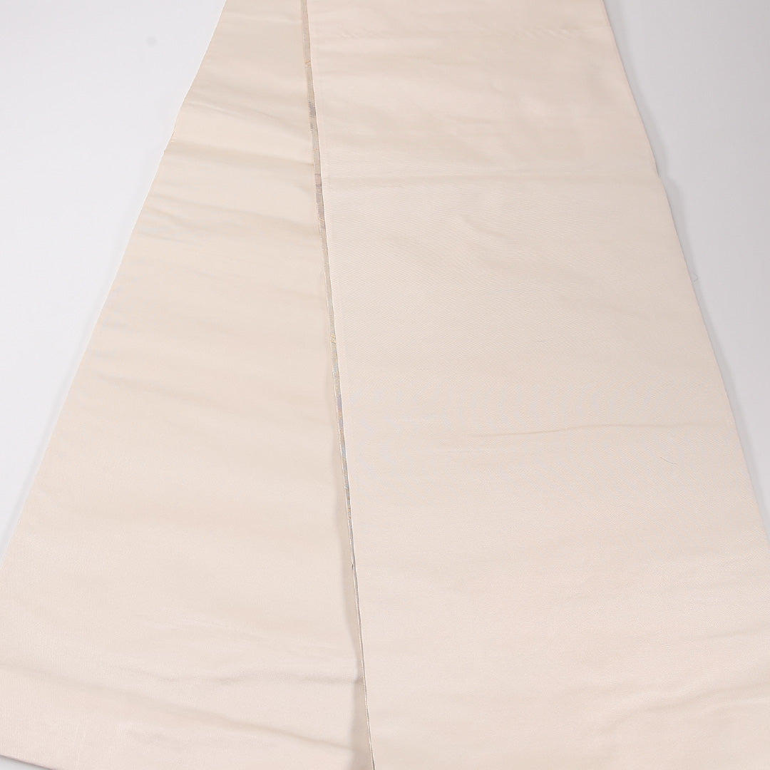 流水 袋帯 帯丈420cm 正絹 六通 セミフォーマル 菊 クリーム系 ピンク系 1243-02630