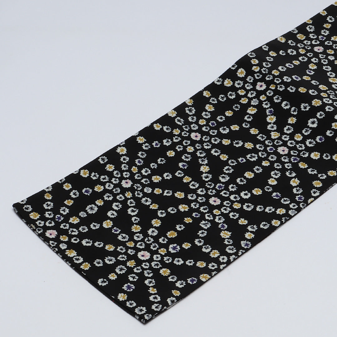 未使用品 半幅帯 帯丈408cm ポリエステル 全通 小袋帯 リバーシブル カジュアル 麻の葉 黒系 1247-00656
