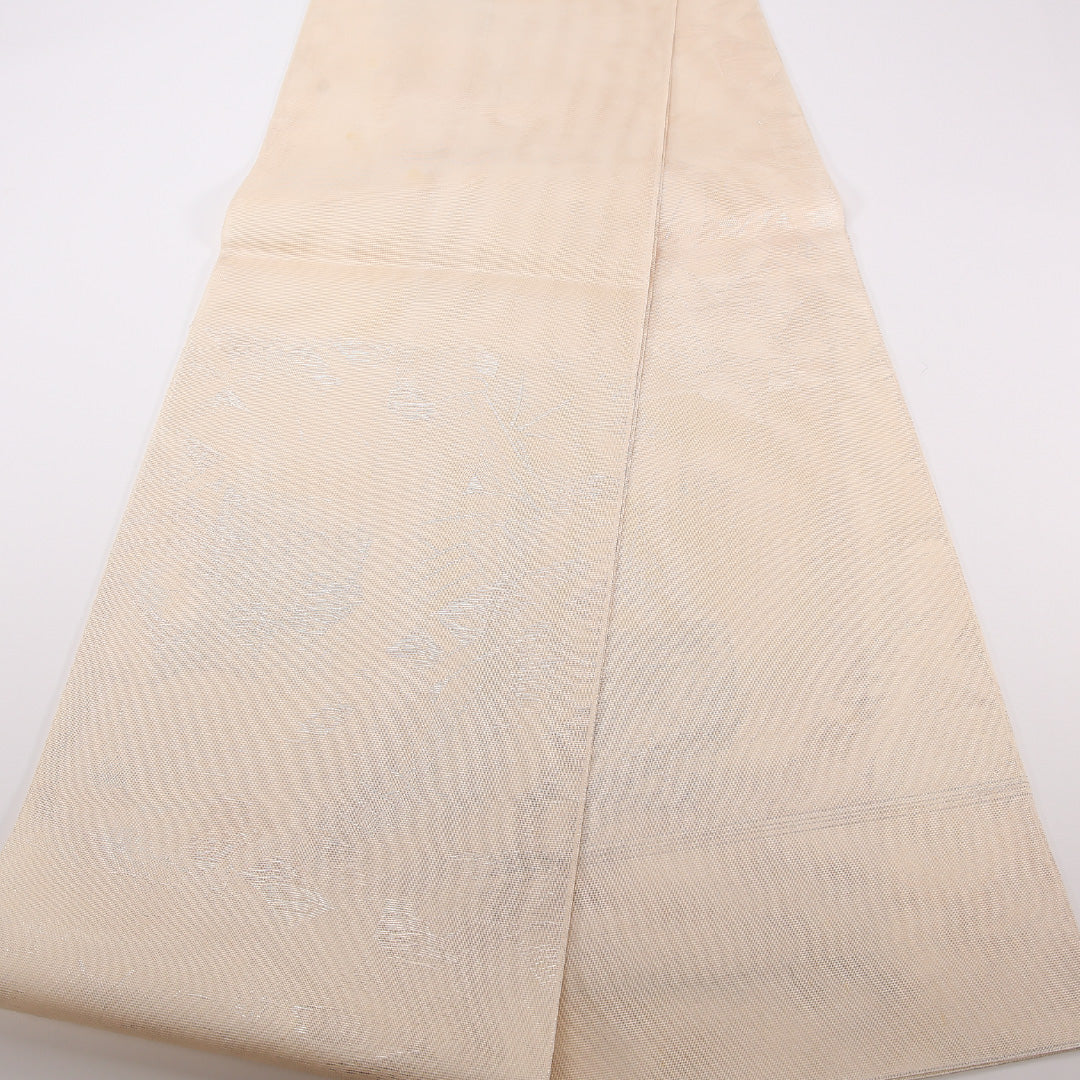 夏物 袋帯 帯丈448cm 正絹 六通 セミフォーマル 光悦垣 紅葉 クリーム系 1243-02507