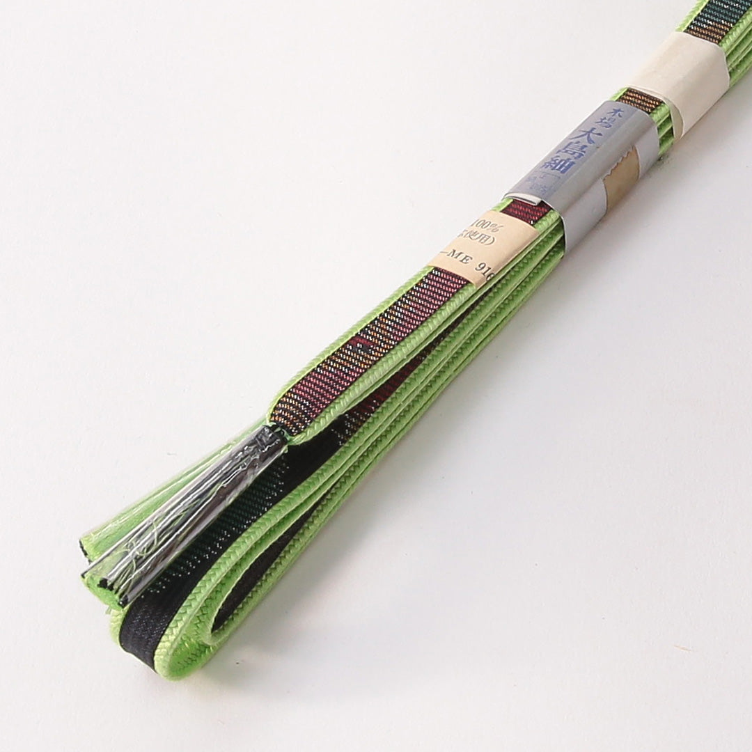 未使用品 帯締め 平組紐 大島紬 正絹 緑系 多色系 1251-01611