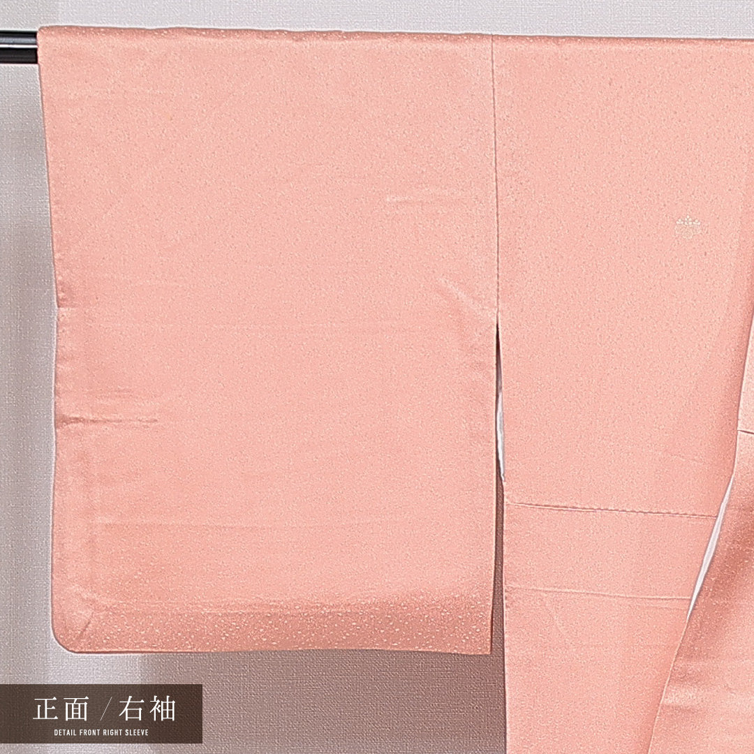 色留袖 袷 身丈165cm 裄丈65cm 正絹 Sランク 三つ紋 (五三桐) フォーマル 広衿 XLサイズ 比翼 御所解 ピンク系 RP 1214-07076