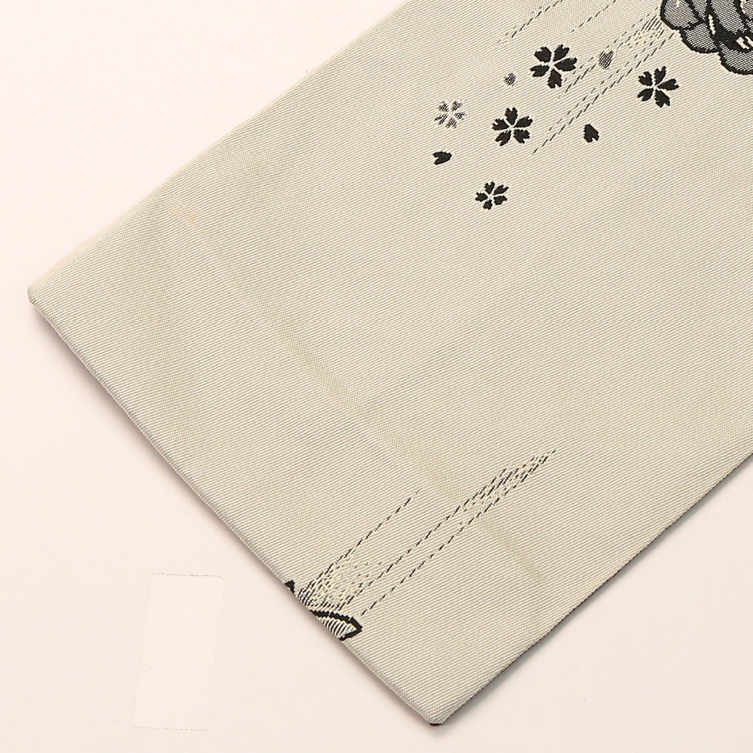 半幅帯 帯丈392cm 正絹 全通 小袋帯 カジュアル 菊 クリーム系 1247-00757