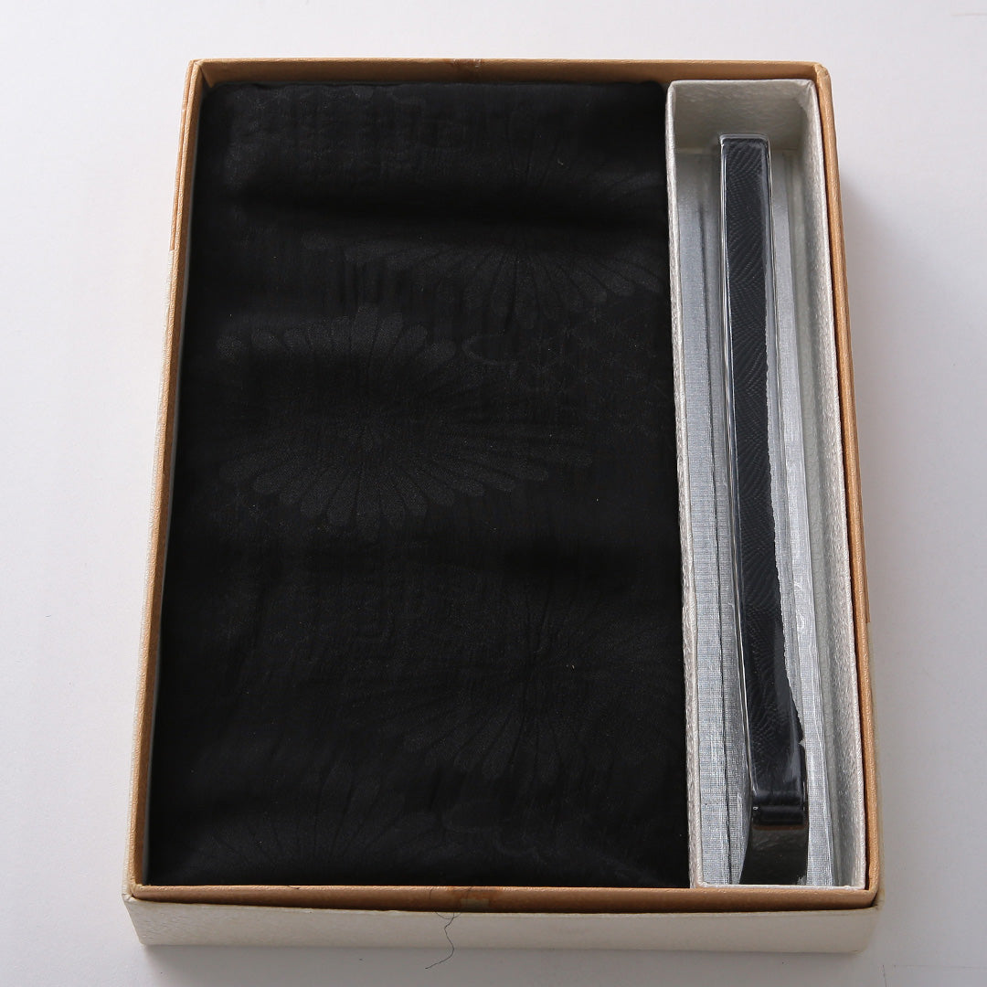 未使用品 帯締め・帯揚げセット 弔事用 正絹 平組紐 ちりめん 黒系 1254-01071