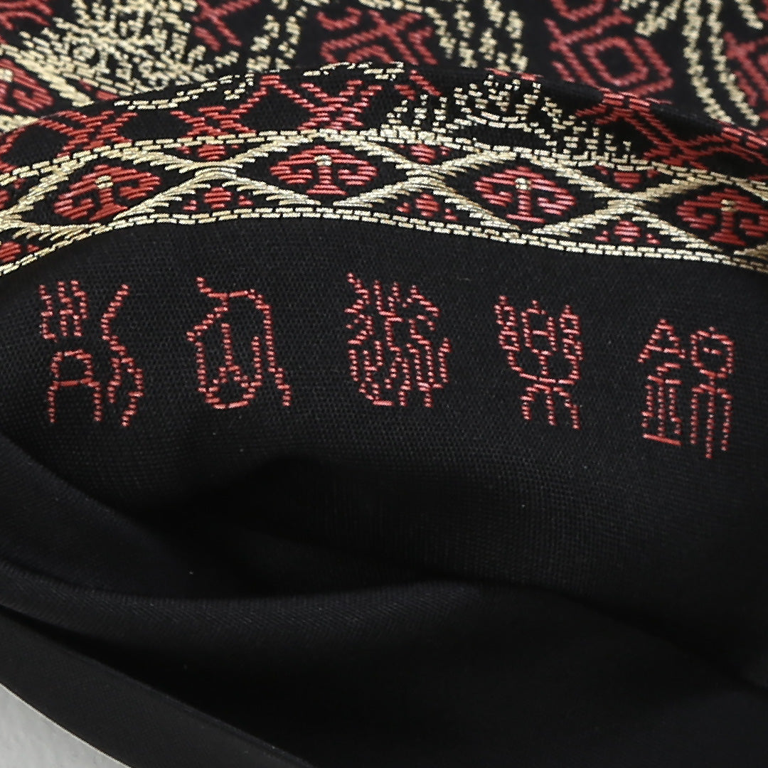 袋帯 帯丈422cm 正絹 全通 如原列仙遊楽錦 龍村織物 龍村晋 セミフォーマル 逸品 仙人 山水 赤系 1243-00378
