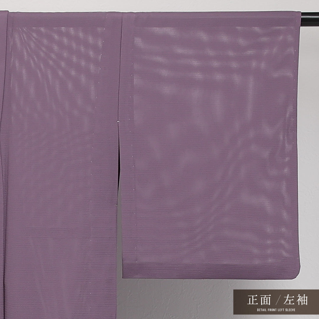 夏物 洗える着物 色無地 絽 身丈149cm 裄丈62cm ポリエステル Sランク インフォーマル バチ衿 XSサイズ 無地 紫系 RP 1219-17335