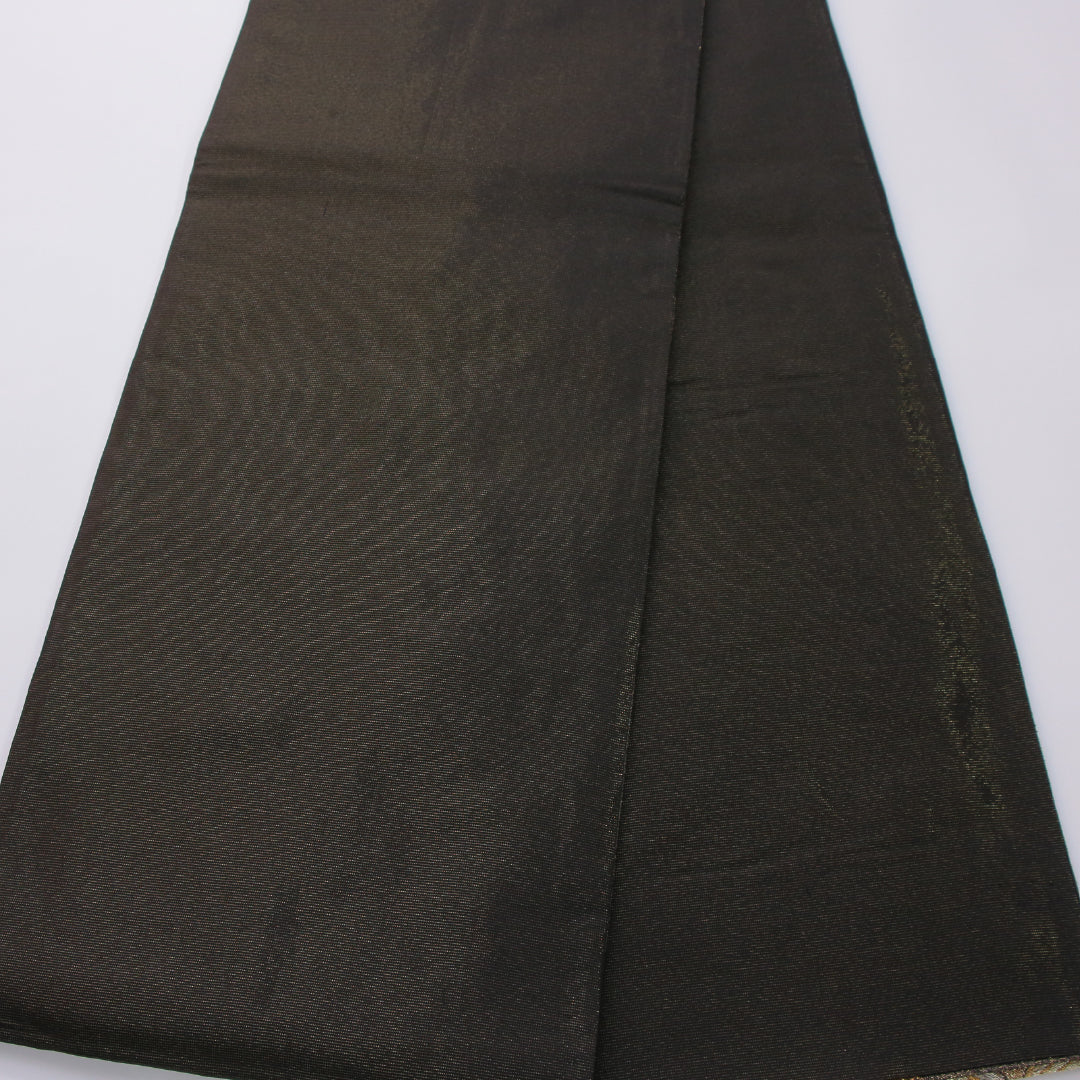 振袖用 袋帯 帯丈430cm 正絹 六通 蝶 桜 松 黒系 金系 1243-02342