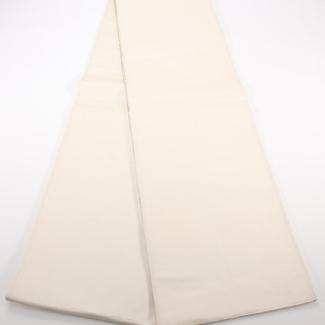 袋帯 帯丈412cm 正絹 六通 セミフォーマル 菱 金系 銀系 1243-02529